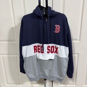 Fanatics Boston Red Sox 1/2 Zip Pullover Hoodie 3XL Navy Blue White Grey  Pouch